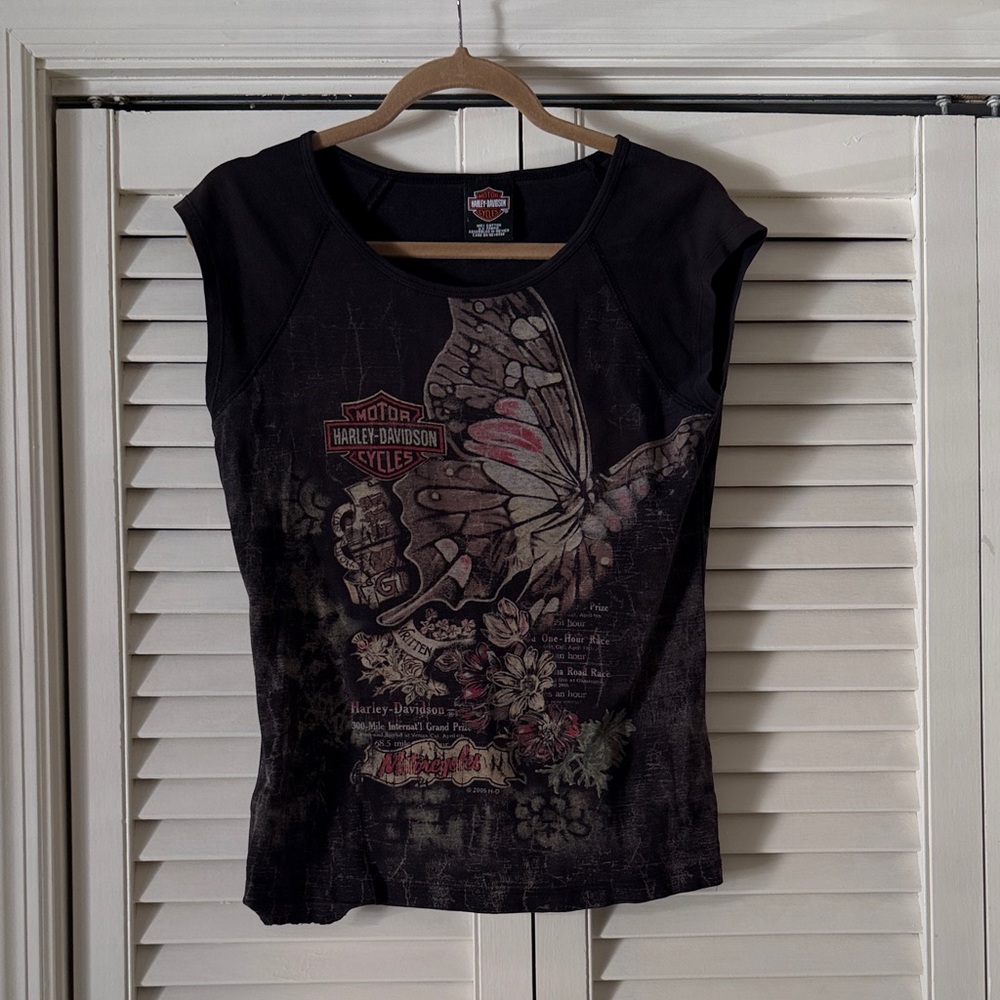 Harley-Davidson Women's Black Butterfly Tee